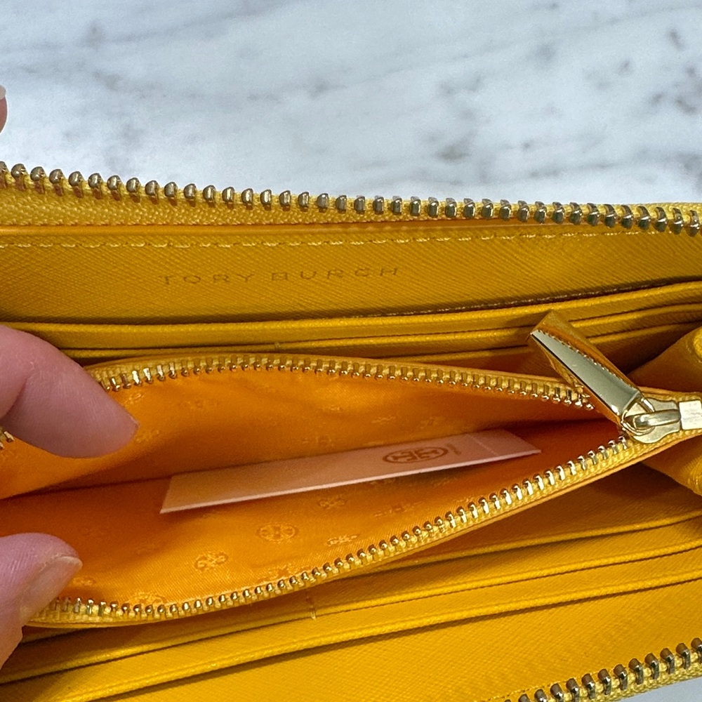 Tory Burch Vibrant Yellow Emerson Zip Continental Wallet - Picture 8 of 11